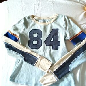 We The People Blue and Cream Long Sleeve Jersey Shirt-medium